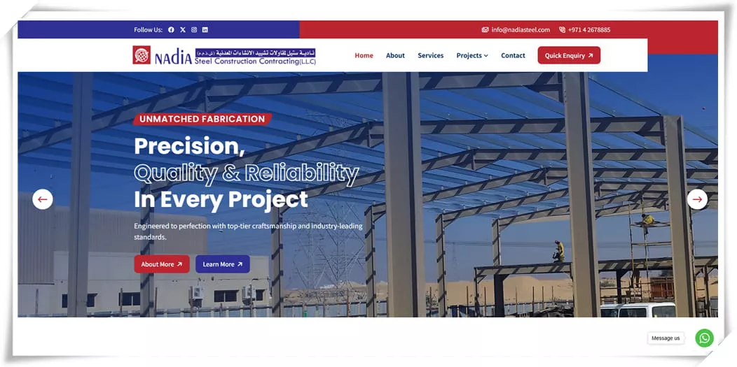 Nadia Steel industrial warehouse construction UAE